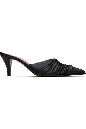 Alexander McQueen Black Birdee Ruched Mules