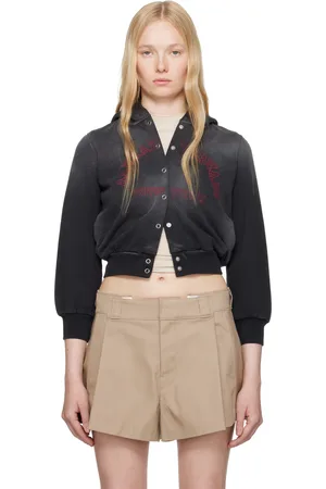 Alexander Wang Black Shrunken Cotton Terry Cardigan