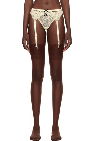 FLEUR DU MAL Off-White Bianca Lace Thong