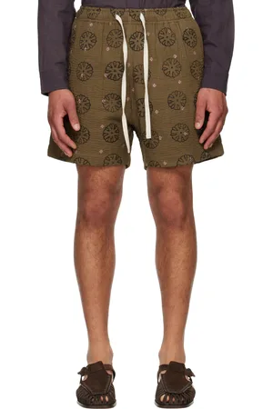 Kartik Research SSENSE Exclusive Brown Blockprint Kantha Shorts