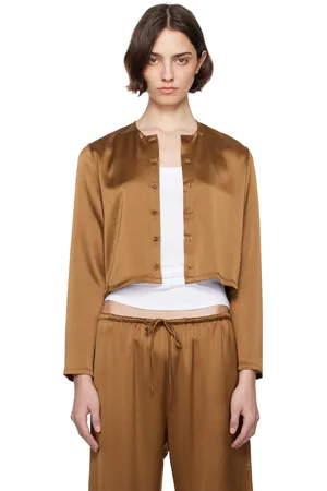 Leset Brown Barb Crew Cardigan