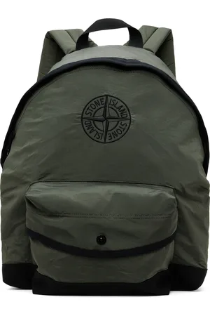Stone Island Kids Khaki Nylon Metal In Econyl Backpack