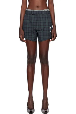 MARTINE ROSE Navy & Green Tailored Gym Shorts