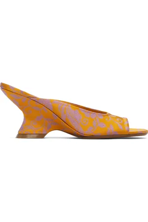 DRIES VAN NOTEN Orange Open-Toe Jacquard Mules