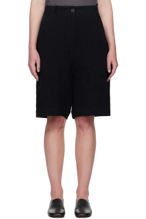 STUDIO NICHOLSON Navy Luna Linen Shorts