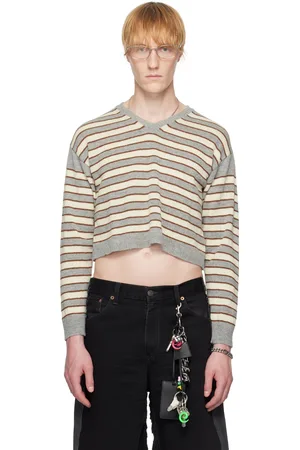 ASHLEY WILLIAMS Gray & Beige Molly Knit Sweater