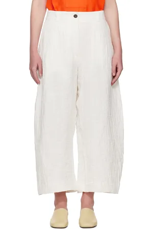STUDIO NICHOLSON Off-White Chalco Linen Trousers