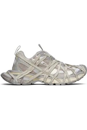 Balenciaga Gray & Off-White 3XL Fishnet Sneakers