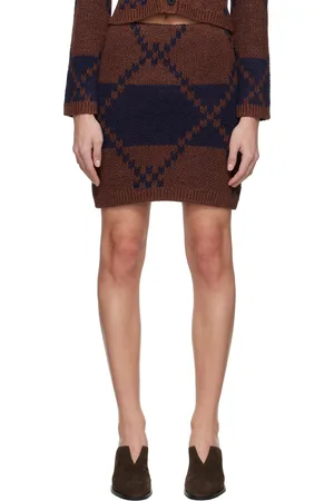 J.W.Anderson Navy & Brown Fairisle Miniskirt