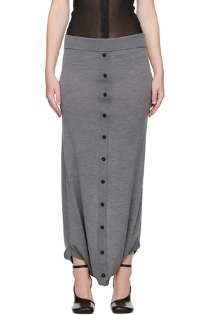 ALAINPAUL Gray Knit Fuseau Maxi Skirt