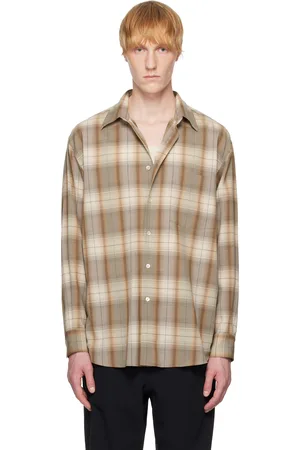 Auralee Brown & Beige Super Light Wool Check Shirt