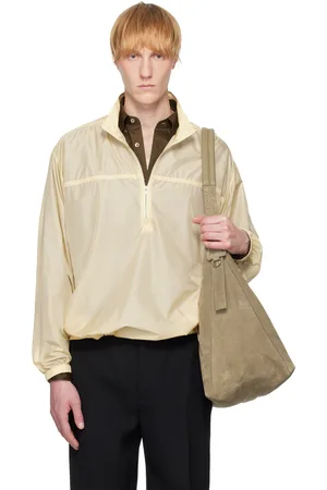 Auralee Yellow Light Sheer Nylon Half Zip Jacket
