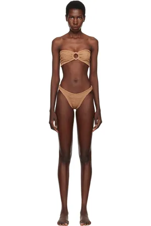 Hunza G Brown Gloria Tonal Hoops Bikini