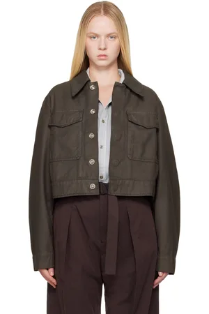 LEMAIRE Brown Two Pocket Cropped Denim Jacket