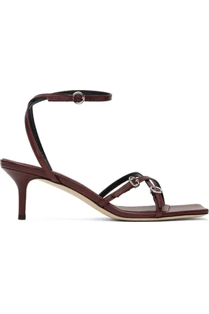 Aeyde Burgundy Libby Leather Kitten Heeled Sandals