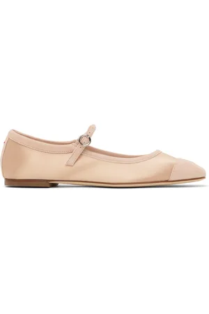 Aeyde Pink Uma Satin Toe-Cap Ballerina Flats