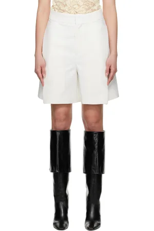 Victoria Beckham Off-White Pleat Detail Culotte Shorts