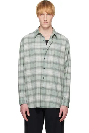 Auralee Blue Super Light Wool Check Shirt