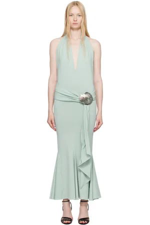 Conner Ives Blue Shell Belt Maxi Dress