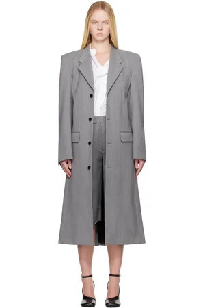 ALAINPAUL Gray Single Breasted Tailored Coat