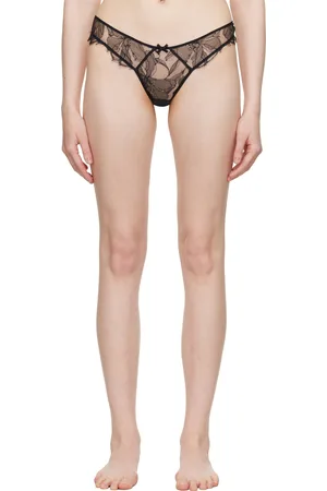 FLEUR DU MAL Black Sophia Lace Thong