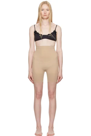 SKIMS Beige Sheer Seamless High-Waisted Mid Thigh Shorts