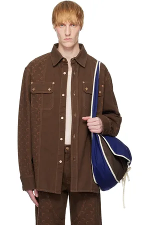Marine Serre Brown Moon Jacquard Twill Overshirt