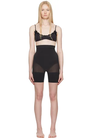 SKIMS Black Sheer Seamless High-waisted Mid Thigh Shorts