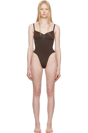 SKIMS Brown Seamless Sculpt Thong Bodysuit