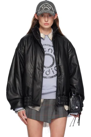 Acne Studios Black Faux-Leather Bomber Jacket