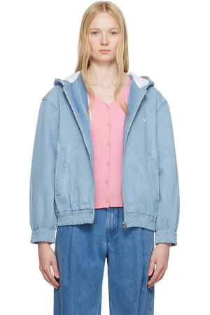 Maison Kitsuné Blue Zipped Hooded Denim Jacket