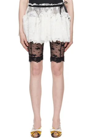 yuhan wang SSENSE Exclusive Lace Ruched Miniskirt