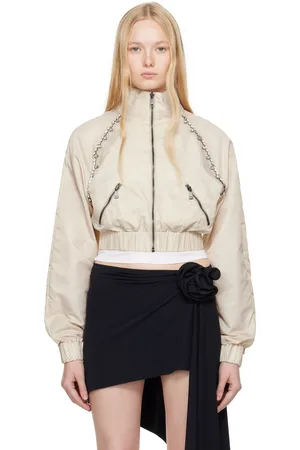 AREA Beige Crystal Trim Track Jacket