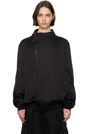 Rick Owens Black Hollywood Washed Charmeuse Anthem Bomber Jacket
