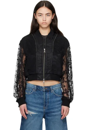 Andersson Bell Layered Logo Lace Short Bomber Jacket