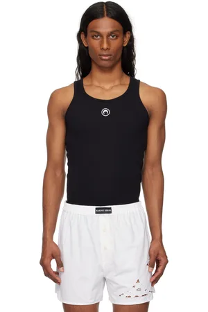 Marine Serre Black Moon Logo Ribbed Jersey Tank Top