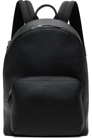 HUGO BOSS Black Grained Leather Smart Sleeve Backpack