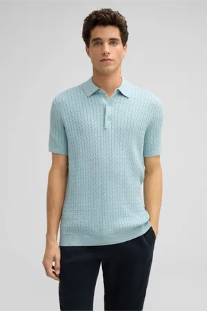 Strellson Strick-Poloshirt Kito, hellblau