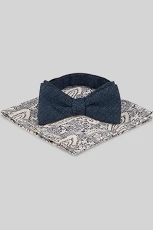Strellson Set aus Fliege und Einstecktuch, navy gemustert