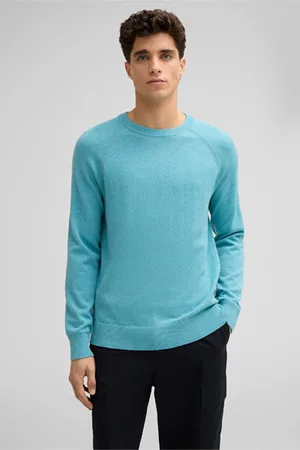 Strellson Baumwoll-Mix-Pullover Loio, hellblau meliert