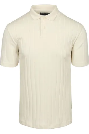 Marc O’ Polo Knitted Poloshirt Rib Structure Off White - Größe XL