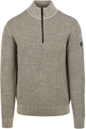 No Excess Halfzip Pullover Struktur Melange Stone - Größe XXL