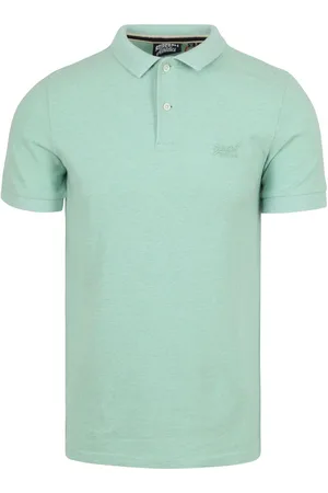 Superdry Piqué Poloshirt Melange Hellgrün - Größe M
