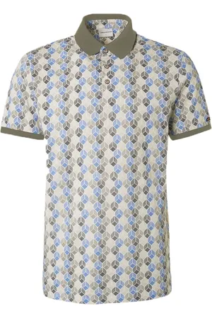No Excess Poloshirt Druck Blau Grün - Größe M