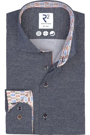 R2 Amsterdam R2 Hemd Melange Navy - Größe 46