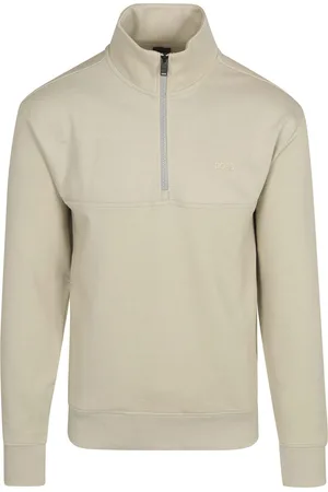 HUGO BOSS Courduroy Half Zip Pullover Ecru - Größe M