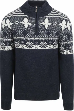 Suitable Odde Half Zip Pullover Wool Blend Navy - Größe XL