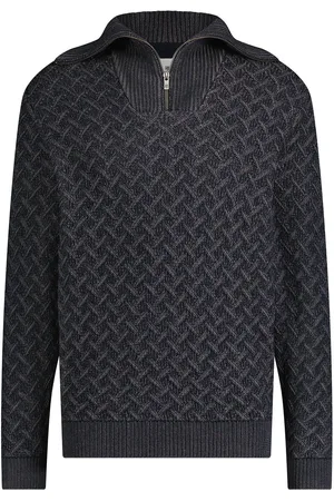 State of art Halfzip Pullover Melange Navyblau - Größe 3XL
