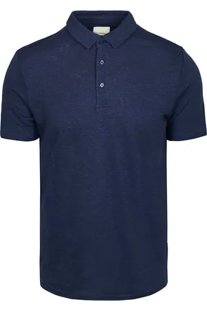 Knowledge Cotton Apparal Knowledge Polo Regular Leinen Navy - Größe L