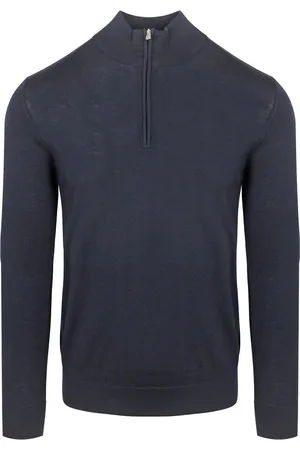 Profuomo Half Zip Pullover Merinowolle Navy - Größe XXL